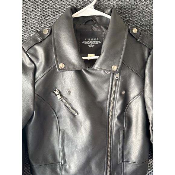Riverdale Womens Black South Side Serpents Faux Leather Biker Jacket Size Small - Picture 4 of 13
